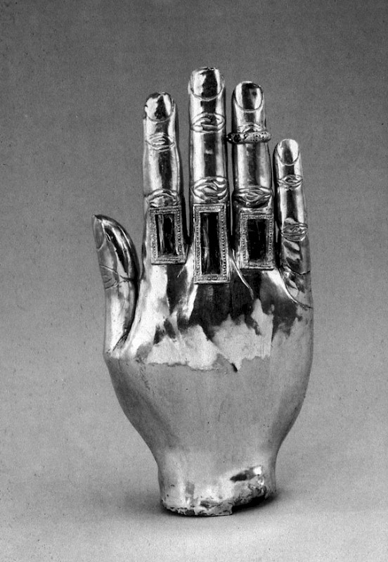 Hand Reliquary from Flanders c. thirteenth century, silver. London: Victoria & Albert Museum.