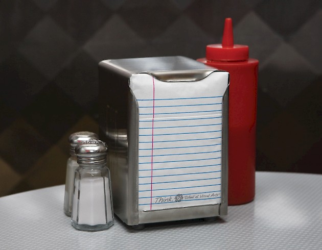 School of Visual Arts advertises creativity next to the salt, pepper, and ketchup in its 2009 marketing campaign.
