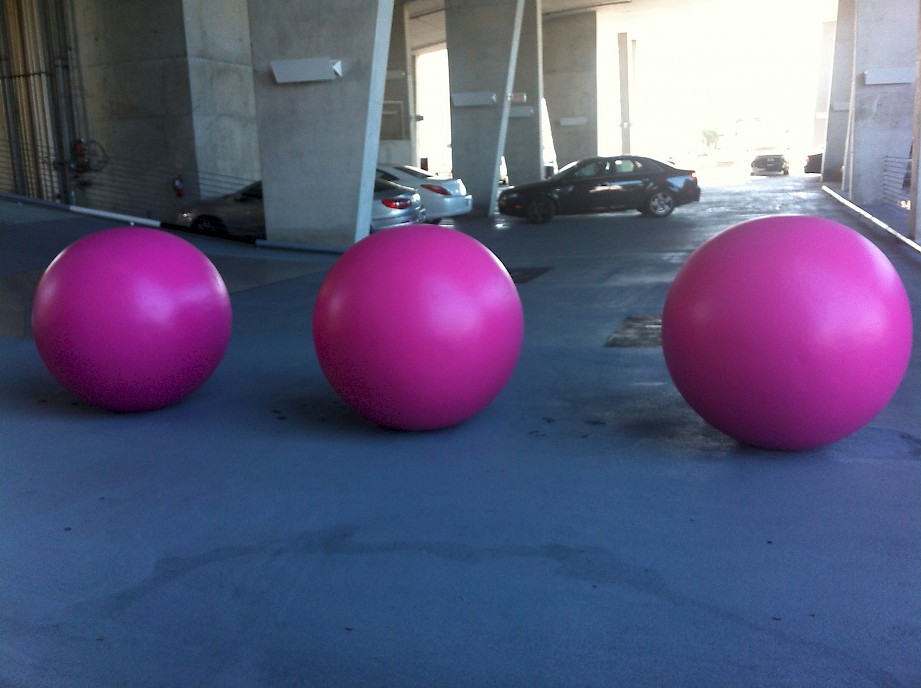 Infrastructure gets a makeover in the city's color at an emblematic parking lot in Miami Beach.