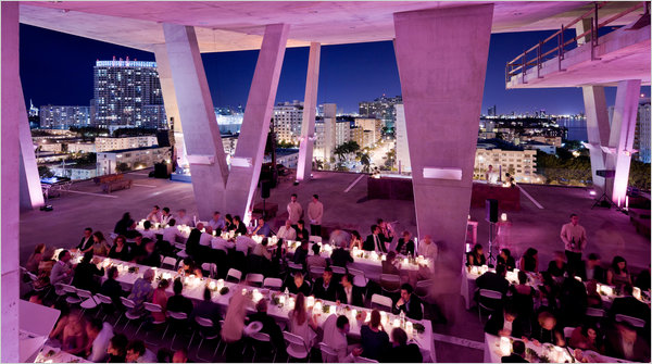 Built by star architects Herzog & de Meuron, this garage in Miami Beach doubles as a dining and event space and houses the penthouse of the building’s owner. Photo: Iwan Baan Photography.