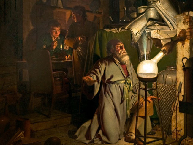 Joseph Wright of Derby, <i>The Alchemist Discovering Phosphorus, </i> 1771. Oil on canvas.