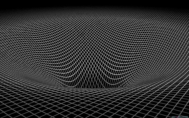 A simple wormhole effect is created using a revolved curve, a projected grid, and a light. Made using Autodesk Maya, this image is best known as desktop wallpaper.