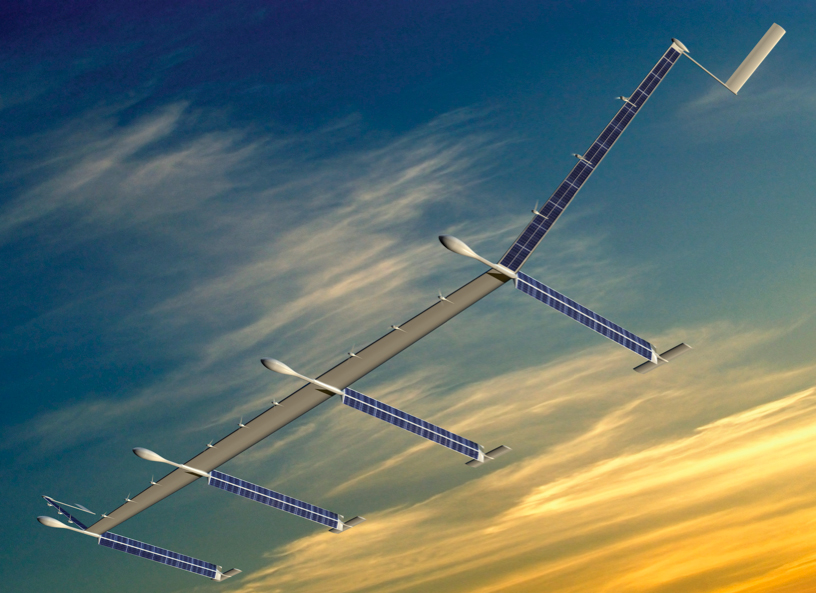 A portrait of the Boeing SolarEagle (Vulture II), a High Altitude, Long Endurance (HALE) unmanned aerial vehicle solar-electric spy plane developed by Boeing Phantom Works.