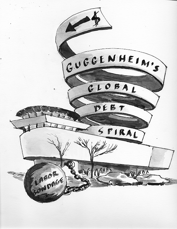 A pamphlet distributed during the intervention at the Guggenheim on February 22, 2014 featured this image as its front cover.