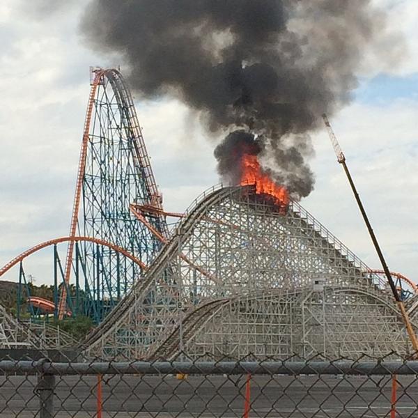 In 2014, a thirty-six-year-old wooden roller coaster in Valencia, California dramatically caught fire and partially collapsed.